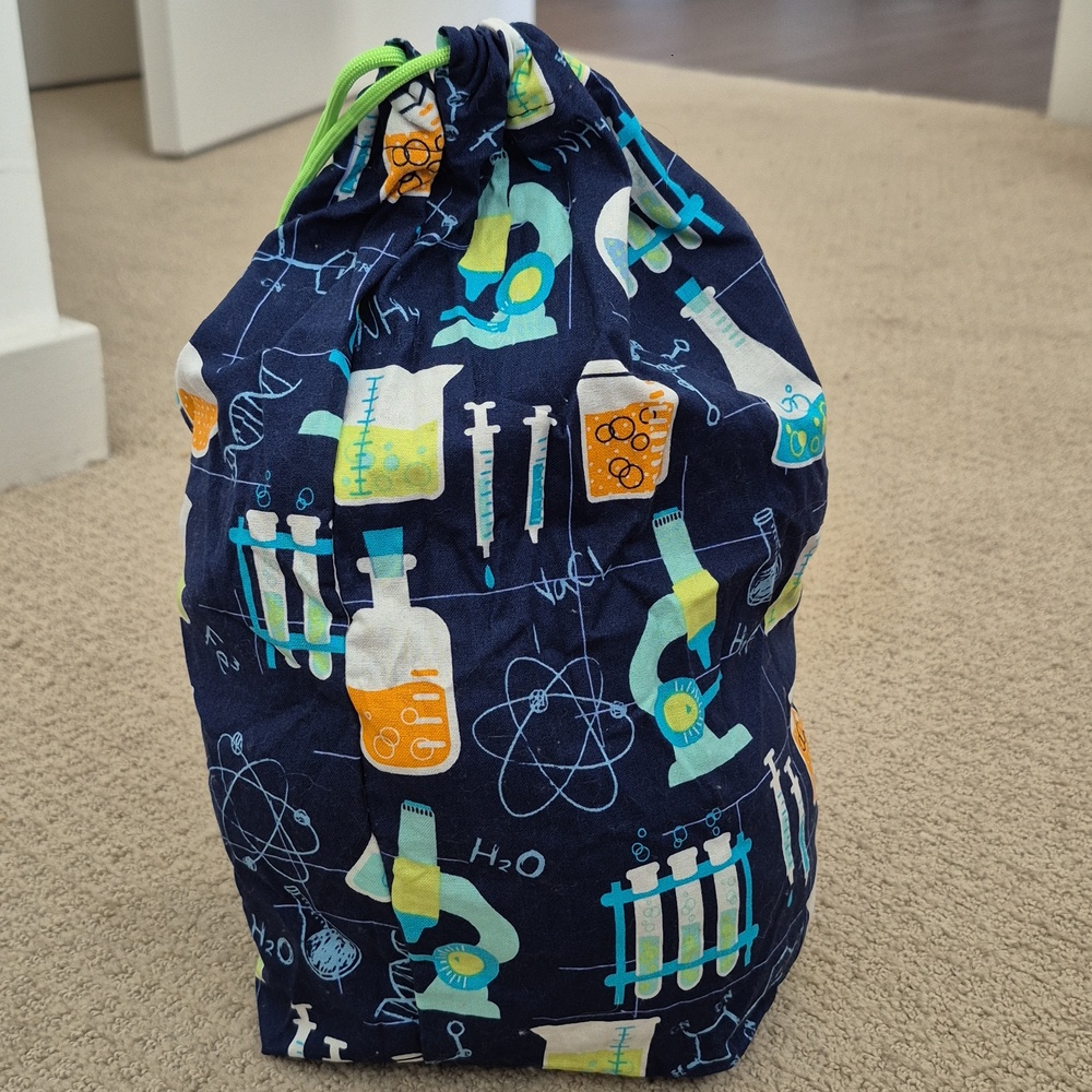 Handmade Drawstring Science Print Bag - Picture 7 of 8
